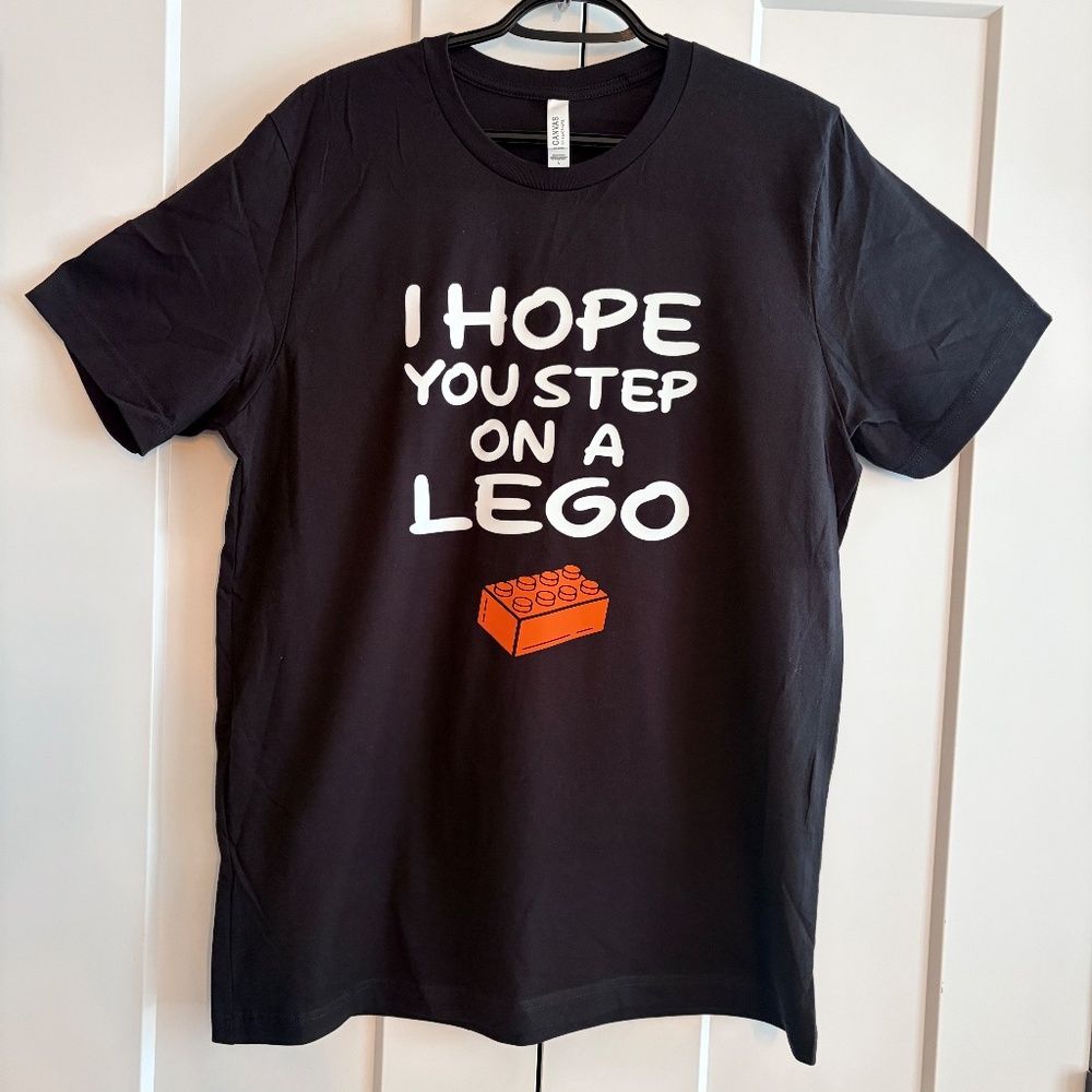Funny Dad Shirt, I‎ Hope You Step On A Lego, Funny Graphic T-Shirt, Mens, L, NEW